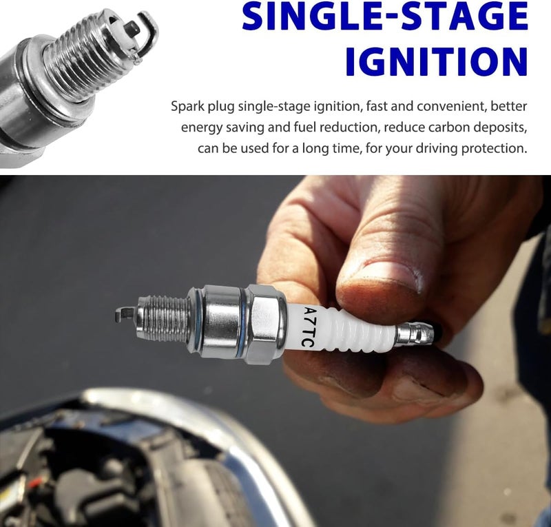 ZNDAW A7TC Spark Plug, Spark Plug Fit for GY6 Engine 50cc 70cc 90cc 110cc 125cc 150cc ATV Scooter Dirt Bike Go Kart, Spark Plugs A7TC Replacement for U20FSR U22FSR-U C5HA C5HSB - Image 2
